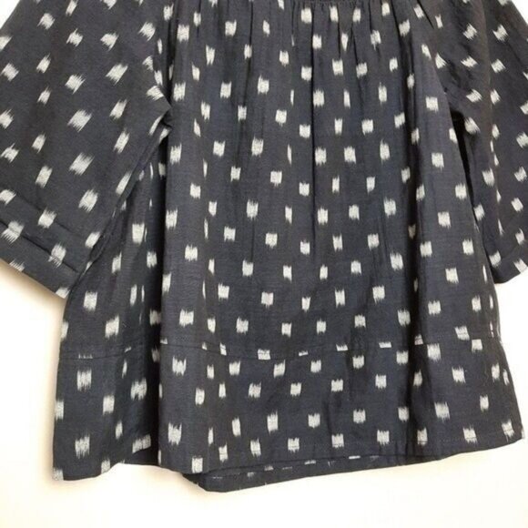 CURRENT ELLIOT | Smock Dotted Ikat Polka Dot Tee Blouse Blue Sz 1 / S - Picture 6 of 12